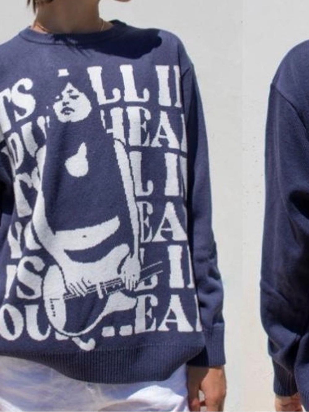 Navy Graphic Crewneck Sweater - Casual women’s Knit